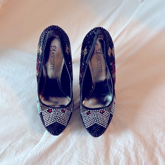 Mascotte “Linda 29” Rhinestone Studded Multicolored Platform 6” Heels Size 7.5 - Picture 4 of 13